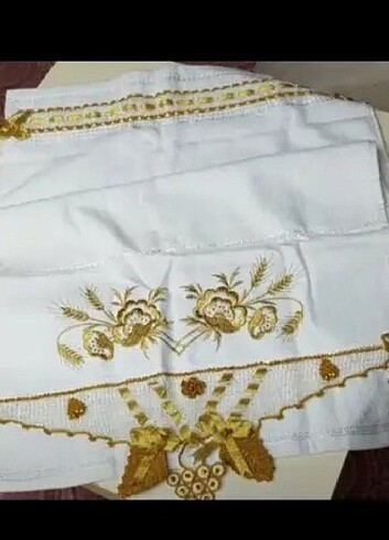 Havlu el emeği nakışlı gold - Görsel 2