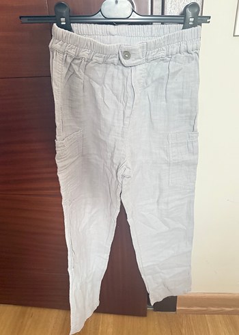 Çocuk Gri müslim Düğmeli Rahat Kesim Pantolon