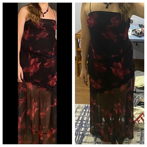 Bershka askılı tül elbise