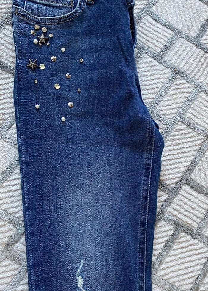 Taşlı mavi kot - Görsel 3