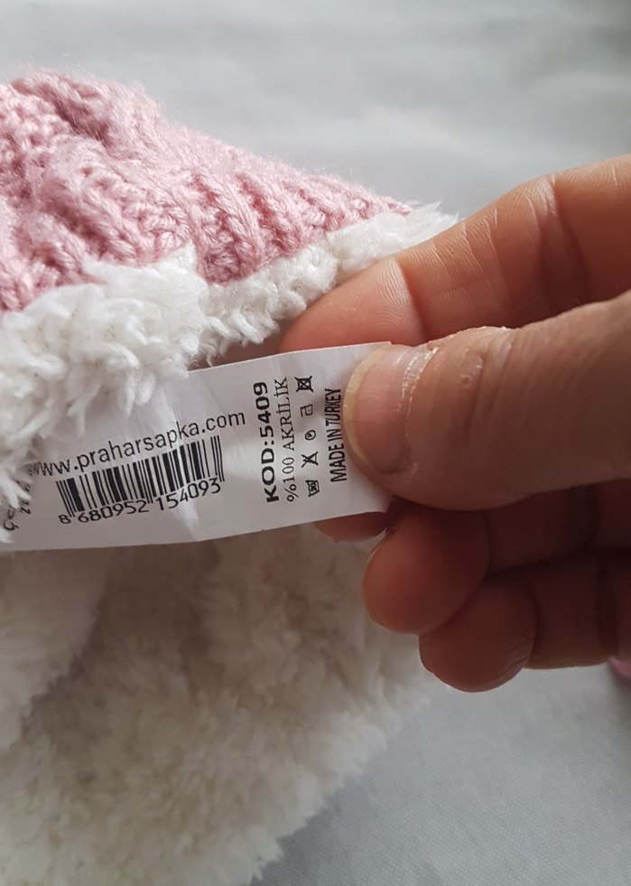 Pembe Nakışlı Örgü Çocuk Bere - Görsel 2