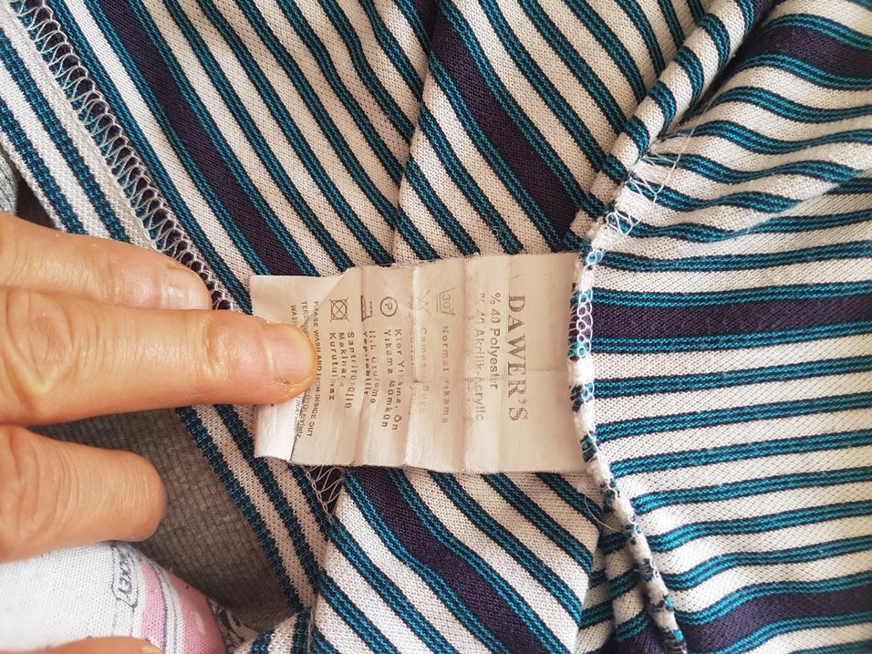 Erkek Gri Beyaz Çizgili Oversize Tişört - Görsel 2