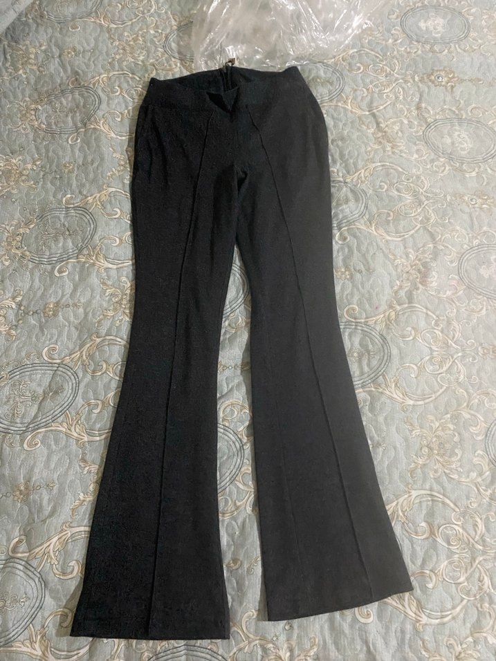 Kadın Gri Yılan Desenli İspanyol Paça Pantolon - Görsel 2