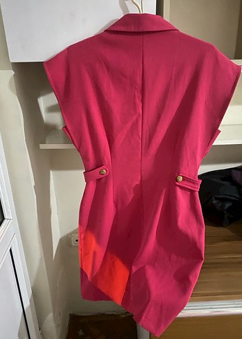 Düğmeli Pembe Midi Hamile Yeleği - Görsel 3