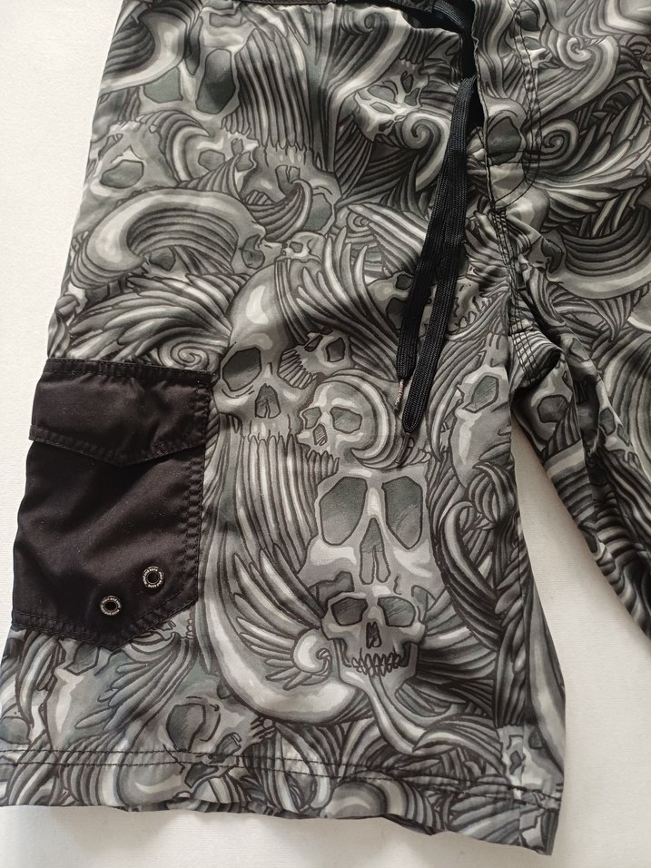 Desenli Gri Mini Erkek Plaj Şortu - Görsel 2