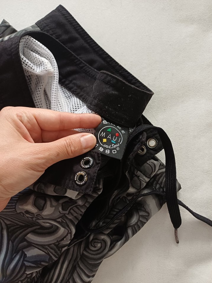 Desenli Gri Mini Erkek Plaj Şortu - Görsel 4