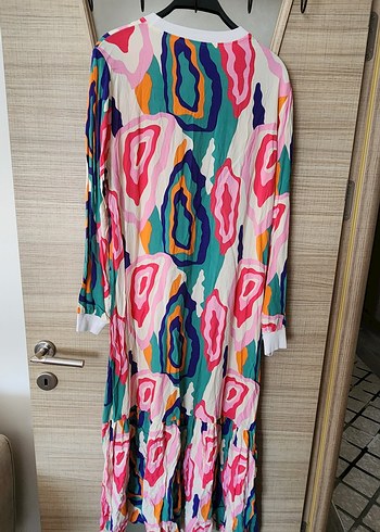 Uzun Renkli Tie-Dye Bohem Elbise