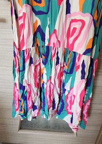 Diğer Uzun Renkli Tie-Dye Bohem Elbise