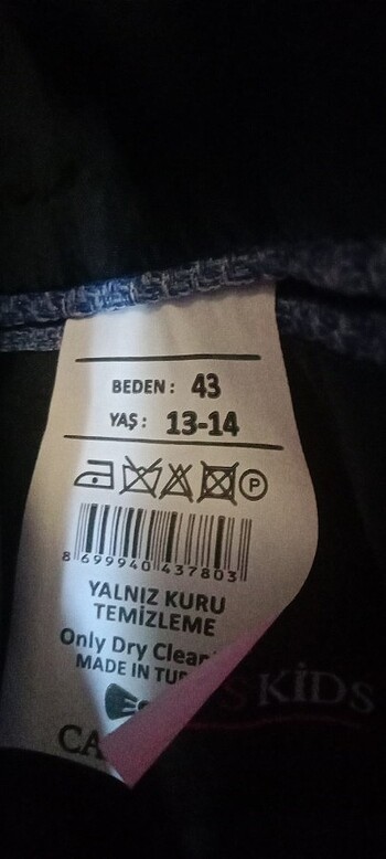 13-14 Yaş Beden mavi Renk ceket