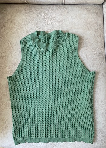 Yeşil Örme Hafif Crop Bluz