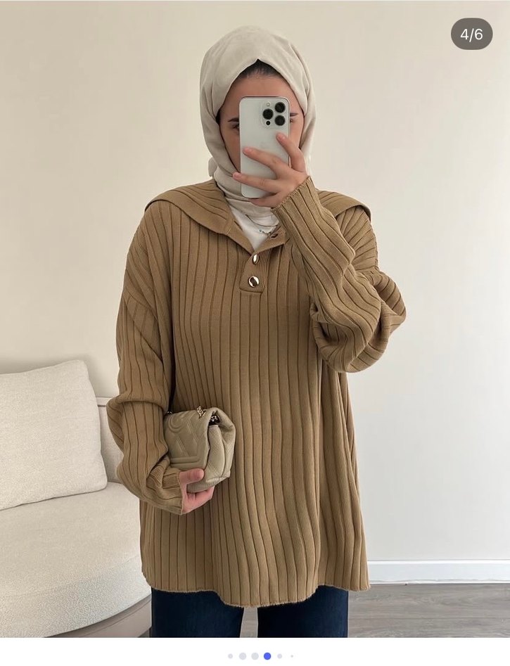 Camel Yüksek Yakalı Örgü Kadın Kazak - Görsel 2