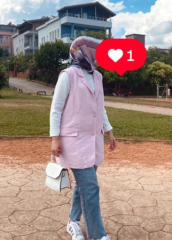 Stradivarius Düğmeli Pembe Keten Kolsuz Midi Blazer