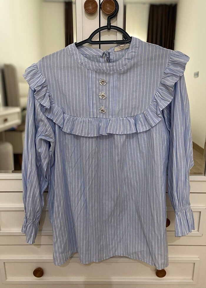 Çizgili gömlek tunik - Görsel 3