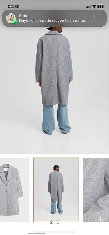Bershka Bershka uzun gri mont