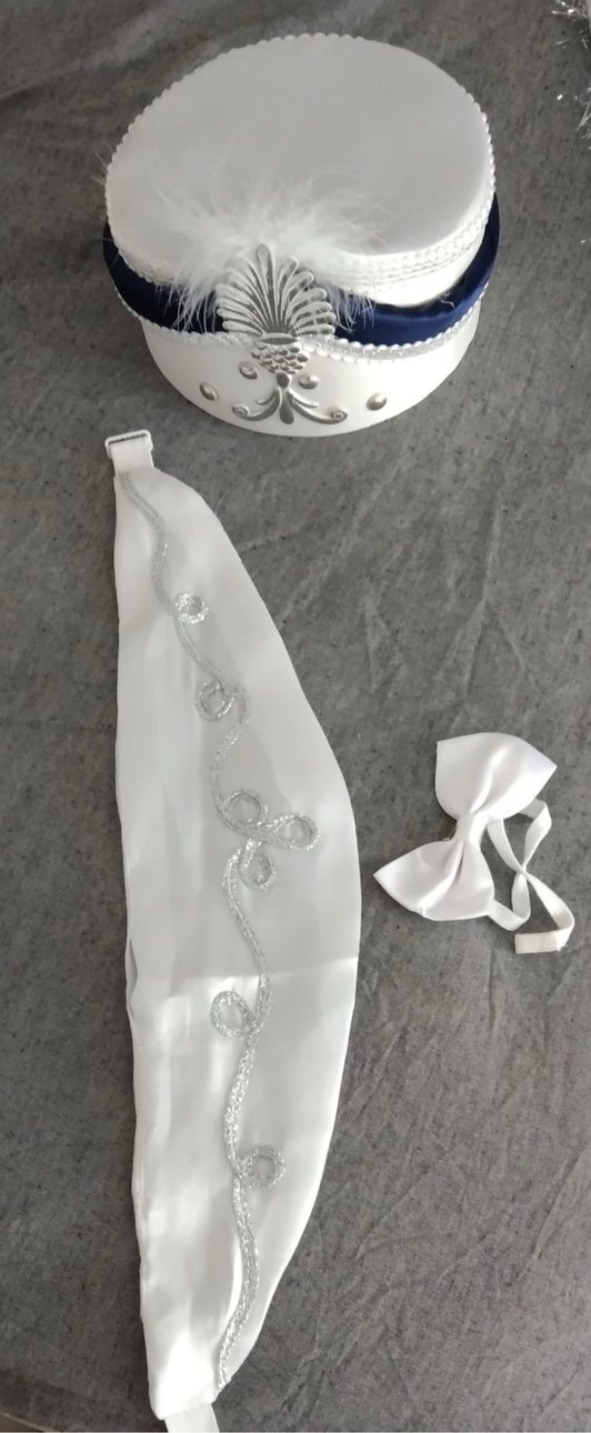 İşlemeli Fırfırlı Beyaz lacivert Sünnet kıyafeti - Görsel 3