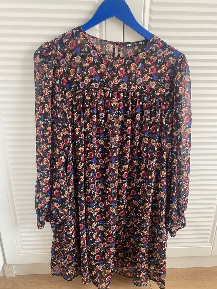 Çiçek Desenli Midi Uzun Kollu Elbise - Görsel 2