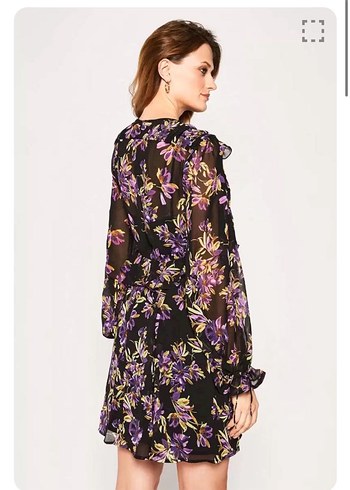 Guess marka Uzun Kollu çiçekli Bohem Midi Elbise - Görsel 3