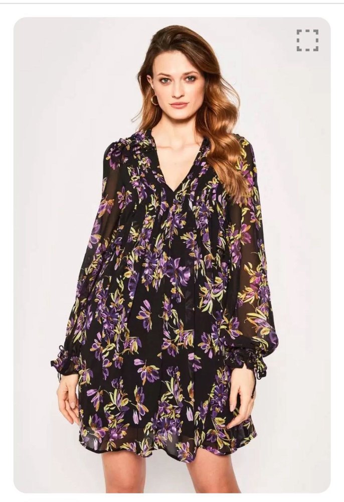 Guess marka Uzun Kollu çiçekli Bohem Midi Elbise - Görsel 2