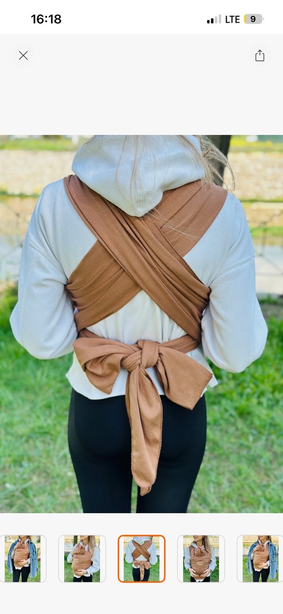 Pastel Kahverengi Bebek Kanguru Bebek Sling - Görsel 3