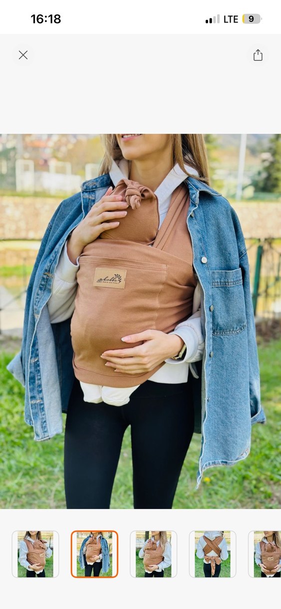 Pastel Kahverengi Bebek Kanguru Bebek Sling - Görsel 2