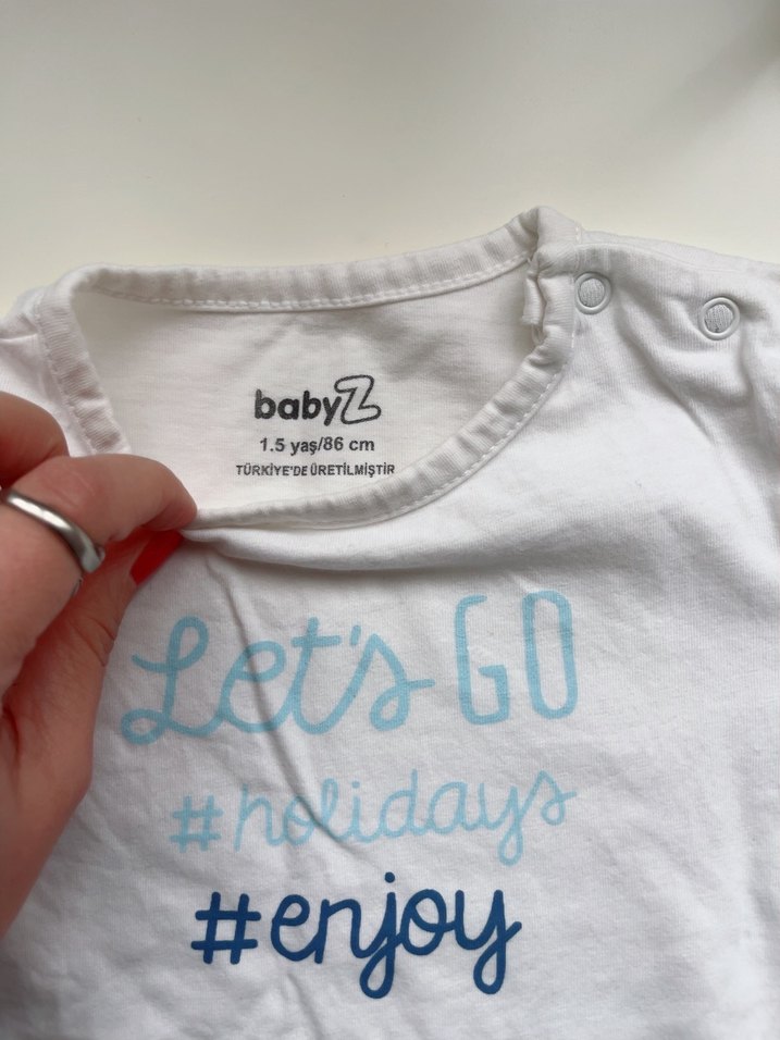 Kız Çocuk Beyaz Baskılı Kısa Kollu Tişört - Görsel 2