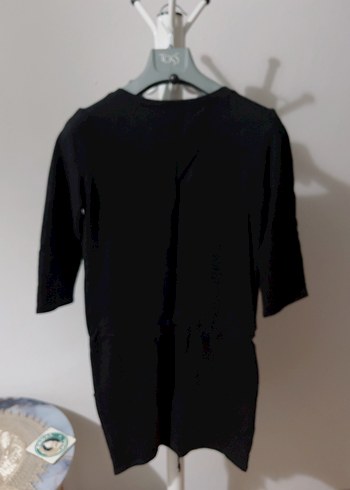 Kadın Siyah Keten Midi Spor Elbise - Görsel 5