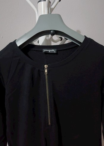 Kadın Siyah Keten Midi Spor Elbise - Görsel 2