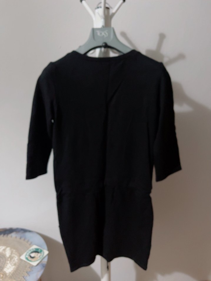 Kadın Siyah Keten Midi Spor Elbise - Görsel 5