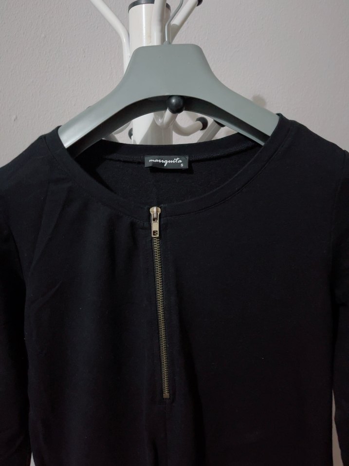 Kadın Siyah Keten Midi Spor Elbise - Görsel 2