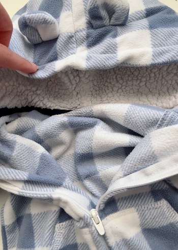 Ekose Desenli Kapüşonlu Bebek Tulumu - Görsel 7