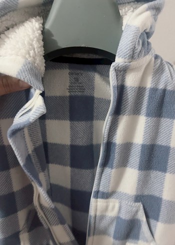 Ekose Desenli Kapüşonlu Bebek Tulumu - Görsel 2