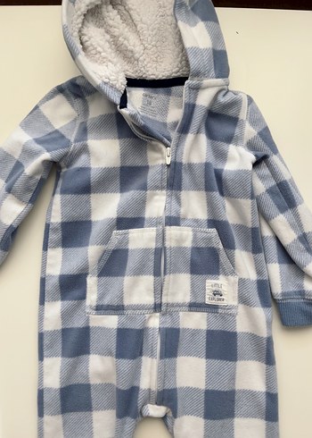 Ekose Desenli Kapüşonlu Bebek Tulumu - Görsel 5