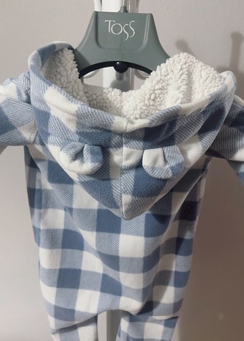 Ekose Desenli Kapüşonlu Bebek Tulumu - Görsel 3