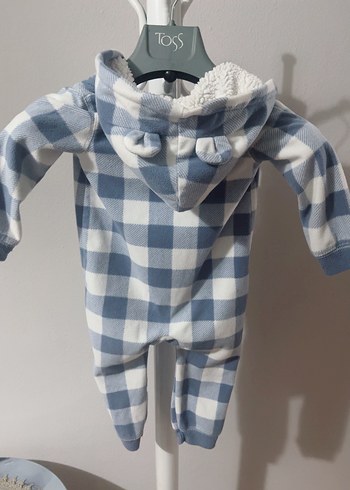 Ekose Desenli Kapüşonlu Bebek Tulumu - Görsel 4