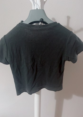 Siyah Kısa Kollu Crop Top - Görsel 3