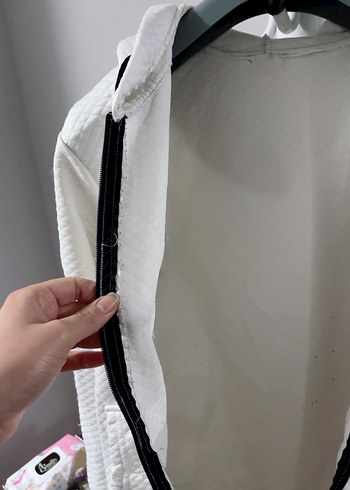 Fermuarlı Beyaz Kadın Sweatshirt/ hırka - Görsel 3