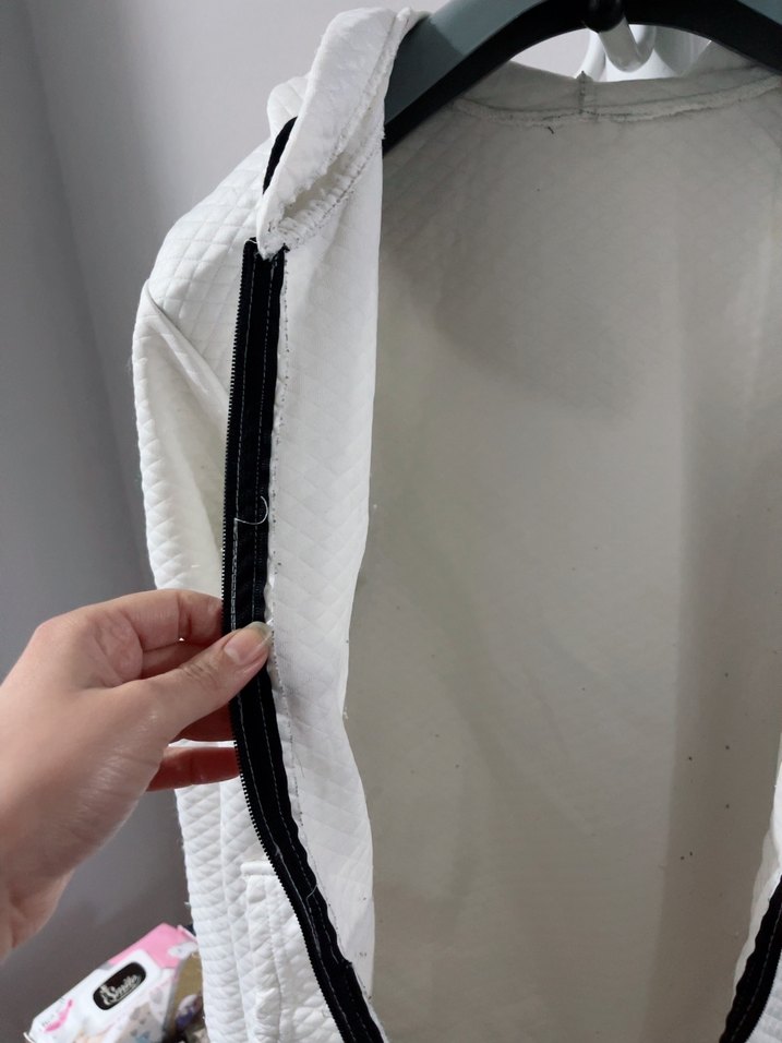 Fermuarlı Beyaz Kadın Sweatshirt/ hırka - Görsel 3