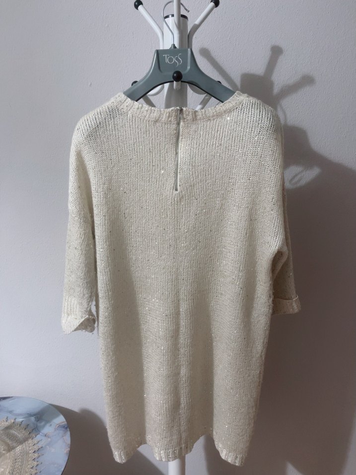 Beyaz Örgü Kadın Kazak - Görsel 4