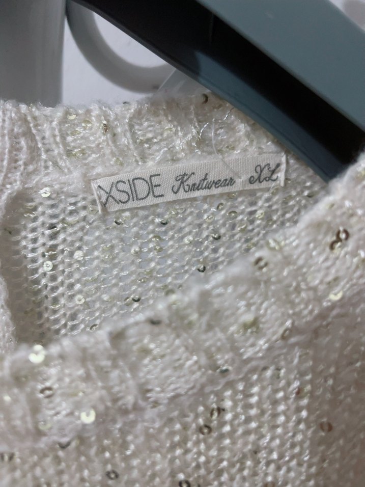 Beyaz Örgü Kadın Kazak - Görsel 3