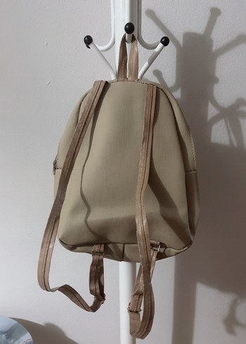 Bej Deri Kadın Sırt Çantası - Görsel 2