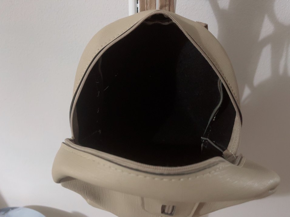 Bej Deri Kadın Sırt Çantası - Görsel 5