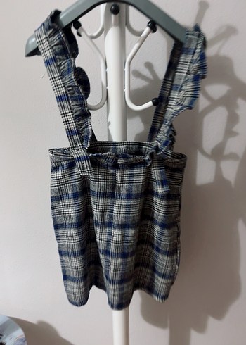 Gri Kareli Fırfırlı Elbise - Görsel 3