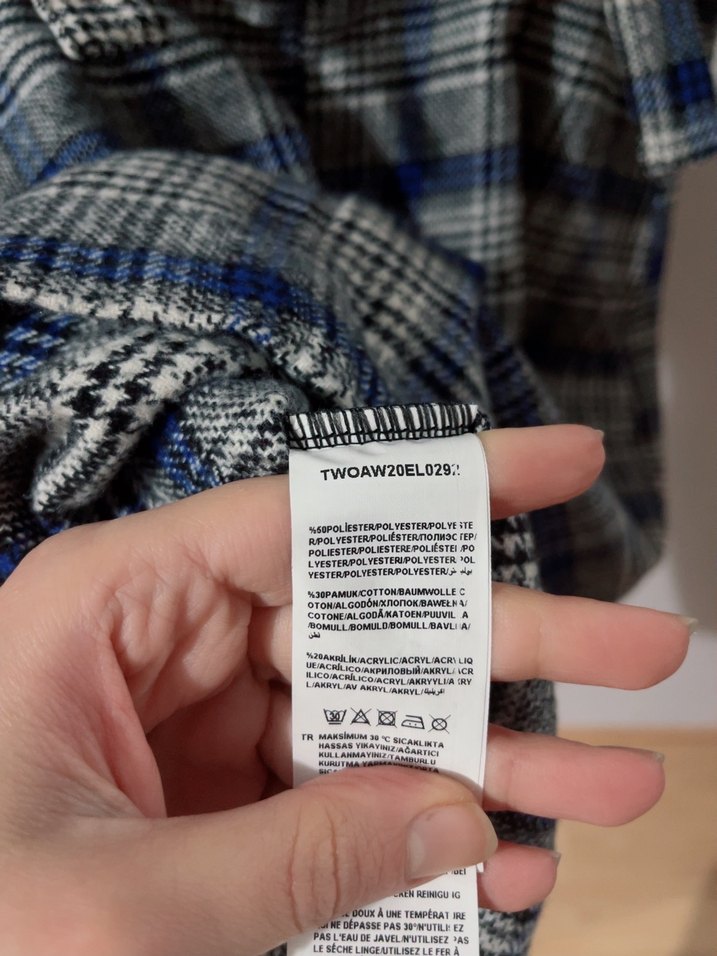 Gri Kareli Fırfırlı Elbise - Görsel 5