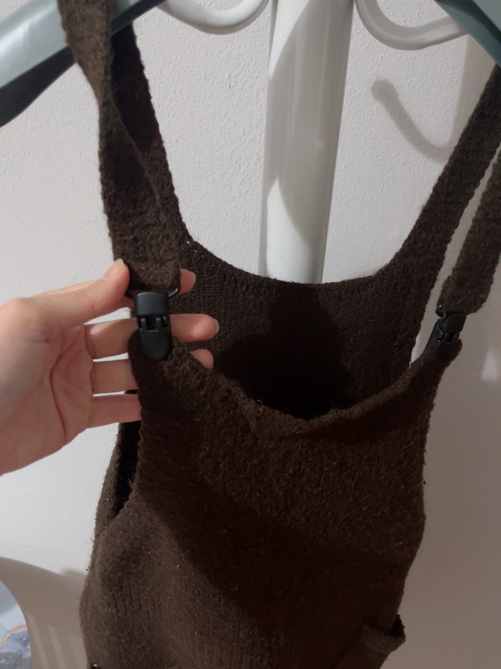 Kahverengi Triko Midi Elbise - Görsel 3