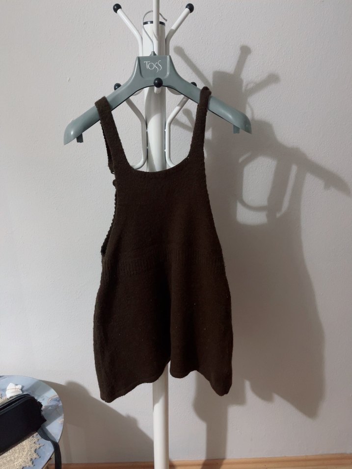 Kahverengi Triko Midi Elbise - Görsel 2