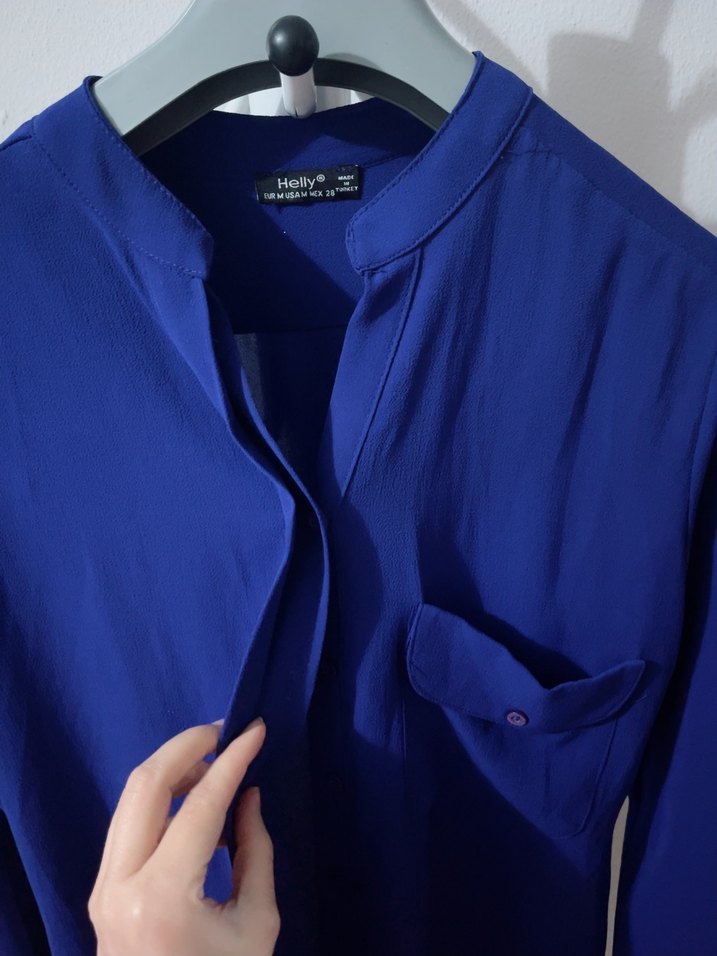 Mavi Kadın Uzun Kollu Düğmeli Gömlek - Görsel 3