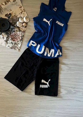 Puma Erkek Çocuk Kapüşonlu Sweatshirt ve Şort Takımı