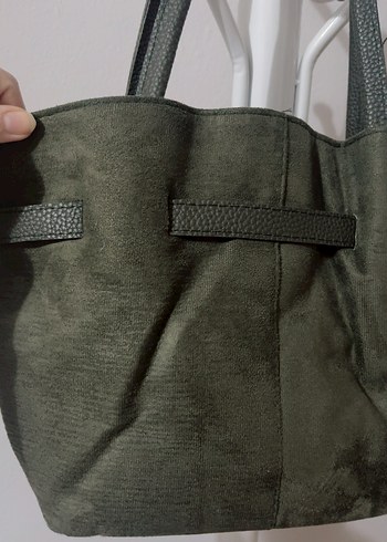 Haki Yeşil Süet Kadın Omuz Çantası - Görsel 3