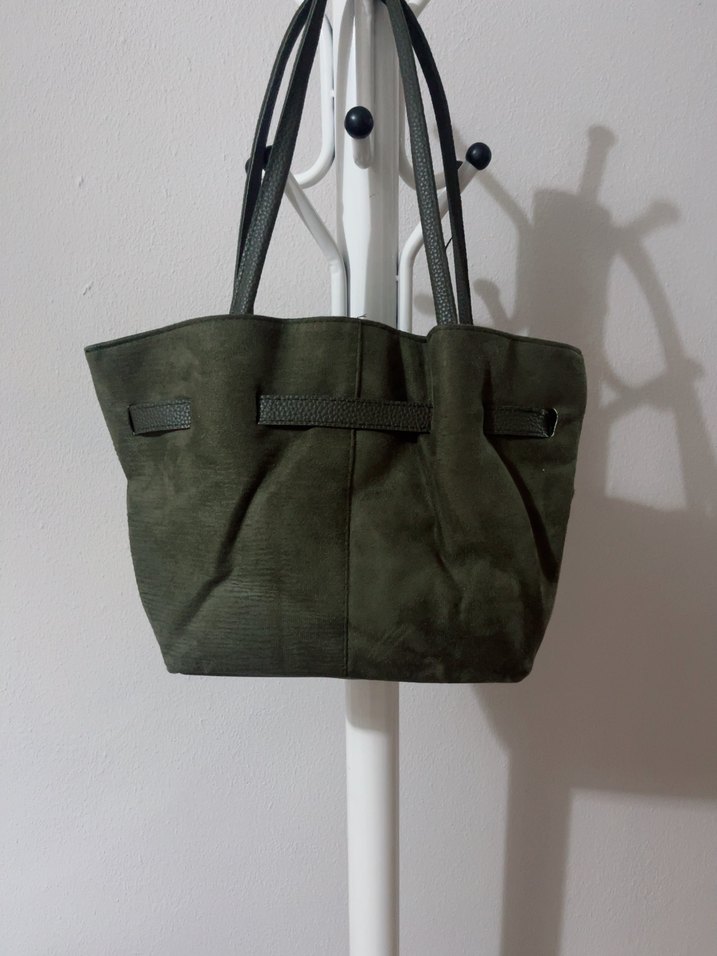 Haki Yeşil Süet Kadın Omuz Çantası - Görsel 2