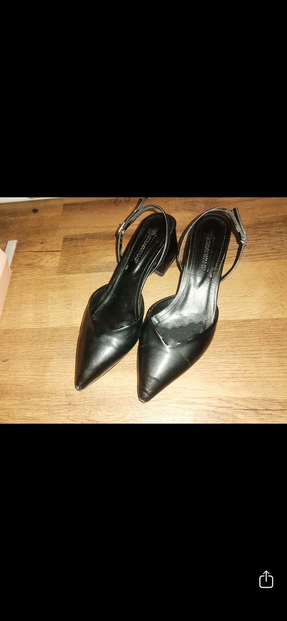 Siyah Parlak Topuklu Bağcıklı Kadın Ayakkabı - Görsel 2